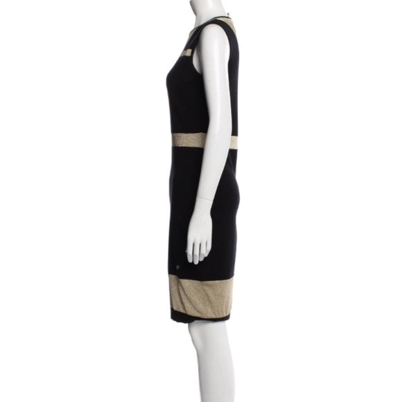Versace Collection Black Gold Colorblock Pattern Knee-Length Dress M 44 - Picture 2 of 3
